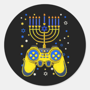 Adesivo Redondo Chanukah Judeu Menorah Gamer Encantado Jogos
