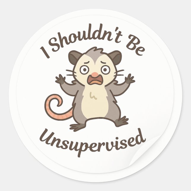 Adesivo Redondo Chaotic Possum “Unsupervised” Sticker (Frente)