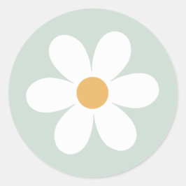 Adesivo Redondo Chapas de papel verde-margarida retrô