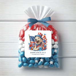 Adesivo Redondo Chapéu Alto Patriótico Cachorro Vermelho Branco Az