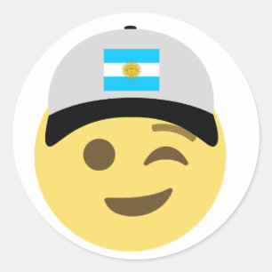 Adesivo Redondo Chapéu de basebol de Argentina Emoji