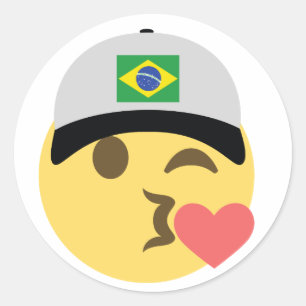 Adesivo Redondo Chapéu de basebol de Brasil Emoji