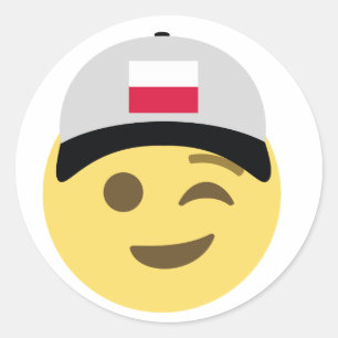 Adesivo Redondo Chapéu de basebol de Emoji do Polônia