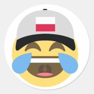 Adesivo Redondo Chapéu de basebol de Emoji do Polônia