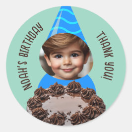Adesivo Redondo Chapéu de Festa de aniversário de Bolo de Chocolat