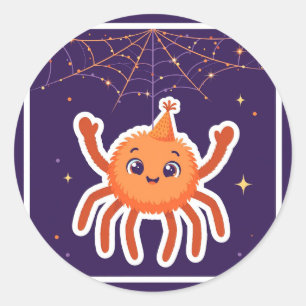 Adesivo Redondo Chapéu de Festa de Aranha Halloween