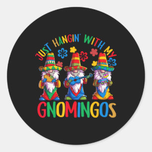 Adesivo Redondo Chapéu de Gnome Mexicano Gnomingos 3 Gnomes Cinco