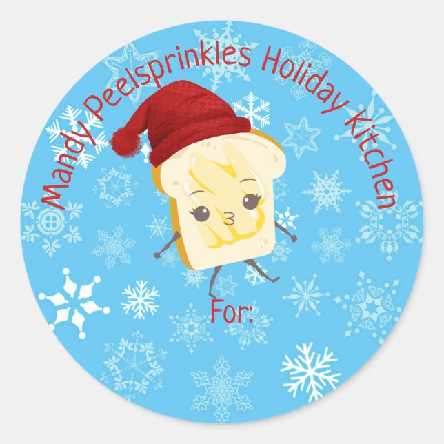 Adesivo Redondo Chapéu de inverno de pão bonito da cozinha da comi (Frente)