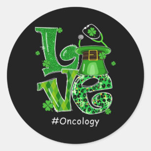 Adesivo Redondo Chapéu de Leprechaun Amor Enfermeira de Oncologia