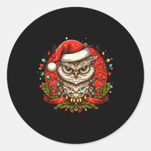 Adesivo Redondo Chapéu de Natal Mpy Coruja Santa Vintage Coruja Pa