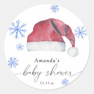 Adesivo Redondo Chapéu de Papai Noel - chá de bebê 