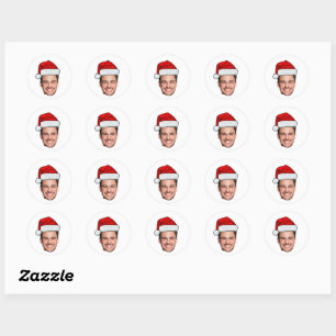 Adesivo Redondo Chapéu de Papai Noel com Foto Personalizada de Nat