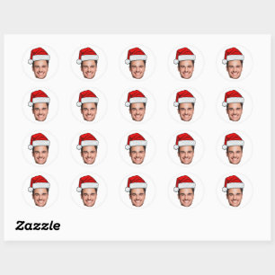 Adesivo Redondo Chapéu de Papai Noel com Foto Personalizada de Nat