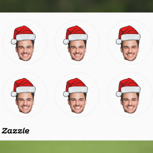 Adesivo Redondo Chapéu de Papai Noel com Foto Personalizada de Nat