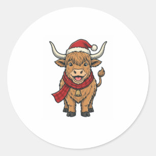 Adesivo Redondo Chapéu de Papai Noel Vintage de Vaca das Terras Al