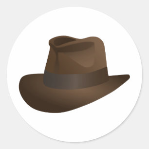 Adesivo Redondo Chapéu Fedora de Arqueólogo de Aventura - Vintage