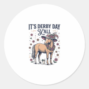 Adesivo Redondo Chapéu Floral Cavalo Derby Day Y'all