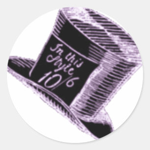 Adesivo Redondo Chapéu Maluco de Preto com Tonalidade Roxa