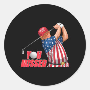 Adesivo Redondo Chapéu Vermelho de Golfe Divertido Você Perdeu Tru