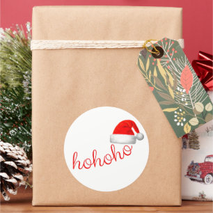 Adesivo Redondo Chapéu Vermelho de Natal HoHo
