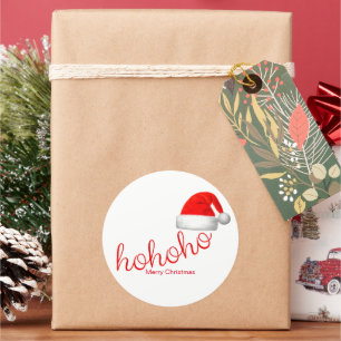 Adesivo Redondo Chapéu Vermelho de Natal HoHo