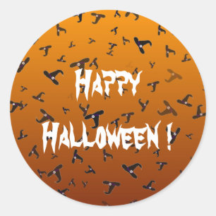 Adesivo Redondo Chapéus De Bruxas De Halloween