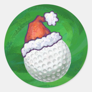 Adesivo Redondo Chapéus de Natal de Golf Ball