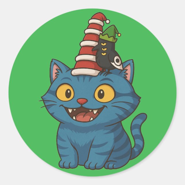 Adesivo Redondo Chapéus Pequenos, Grande Feliz Feriado (Frente)