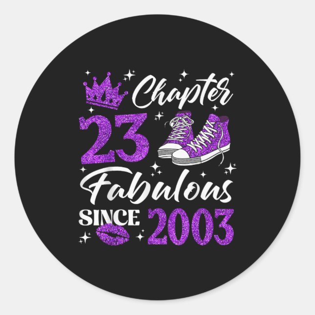 Adesivo Redondo Chapter 23 Fabulous Since 2003 23rd Birthday Women (Frente)