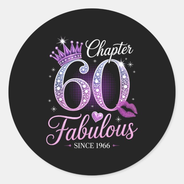Adesivo Redondo Chapter 60 Fabulous Since 1966 60th Birthday Queen (Frente)