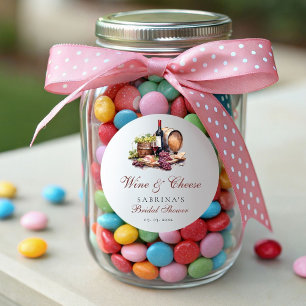 Adesivo Redondo Charcuteria Vinho & Queijo Chá de Noiva