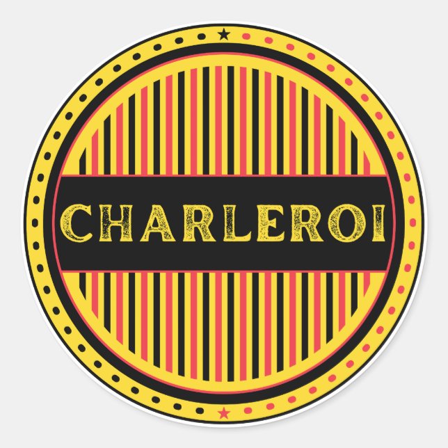 Adesivo Redondo Charleroi City Pride Emblem – Belgian Identity (Frente)