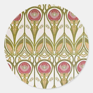 Adesivo Redondo Charles Rennie Mackintosh flores design