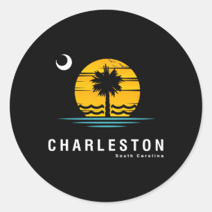 Adesivo Redondo Charleston Carolina do Sul Sc Palmetto Moon