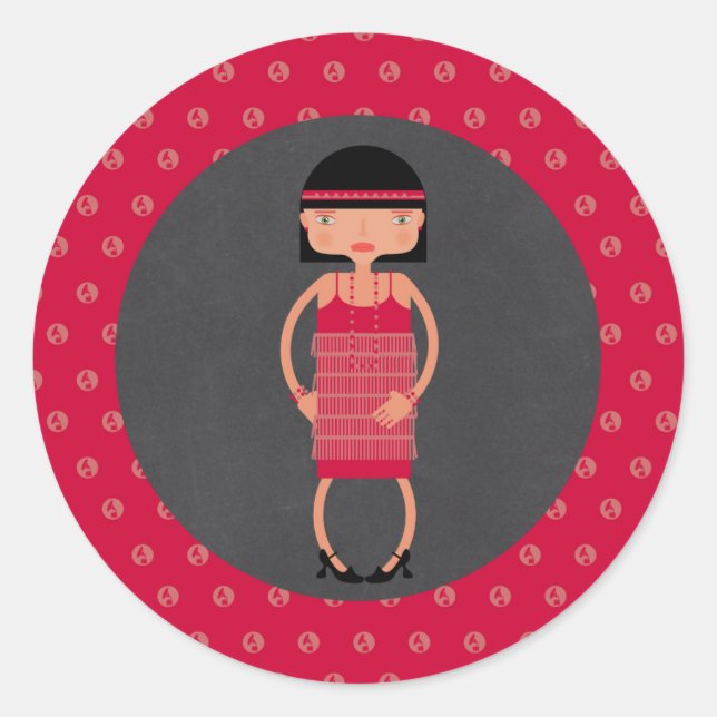 Adesivo Redondo Charleston Chic Festa de aniversário (Frente)