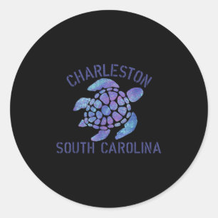 Adesivo Redondo Charleston, Sc Beach Design _ Presente de Tartarug