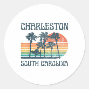 Adesivo Redondo Charleston South Carolina Beach Summer Vacation Vi