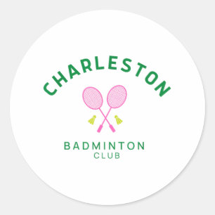 Adesivo Redondo Charleston South Carolina Tênis Badminton Club