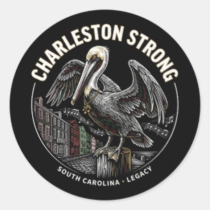 Adesivo Redondo Charleston Strong Pelican Gullah Geechee Cultural