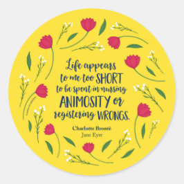Adesivo Redondo Charlotte Bronte Jane Eyre Citação Do Livro De Vid