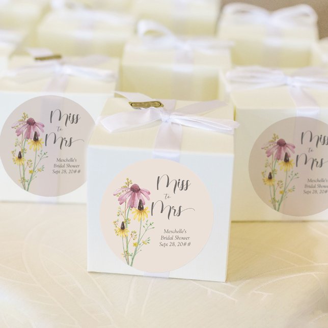 Adesivo Redondo Charme de Flor Silvestre Chuveiro de Noiva de Senh (Miss to Mrs bridal shower sticker from my Wildflower Charm collection)