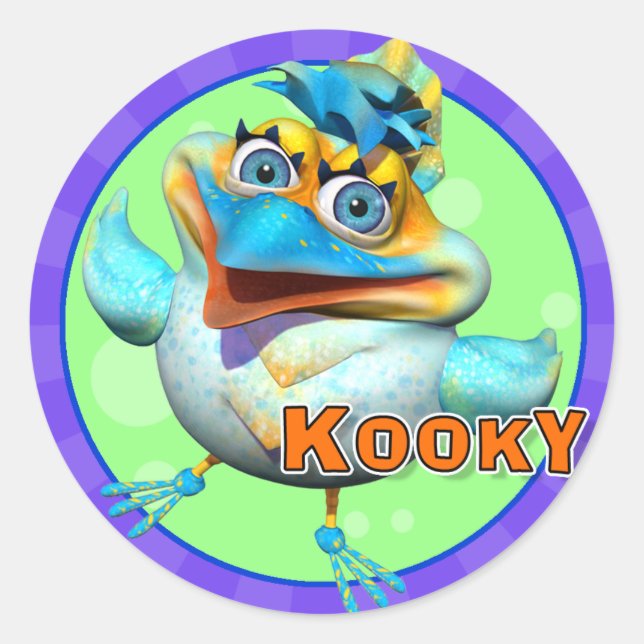 Adesivo Redondo Charme Kooky Bird Stickers (Frente)