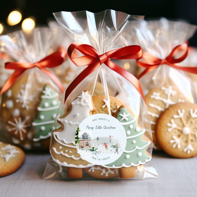 Adesivo Redondo Charme Rústico de Inverno | Férias de Natal em Fam (Criador carregado)