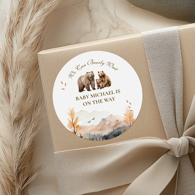 Adesivo Redondo Charming Autumn Woodland Bear Family (Criador carregado)