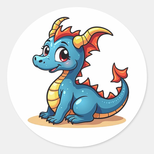 Adesivo Redondo Charming Cartoon Dragon Sticker (Frente)