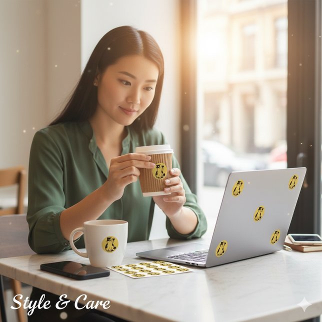 Adesivo Redondo Charming Custom Cat Sticker for Cute Creative Proj (Charming Custom Cat Sticker for Cute Creative Projects)