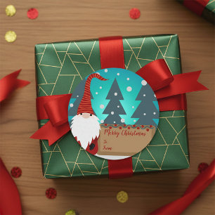 Adesivo Redondo Charming Gnomo Snowy Winter Wonderland Natal