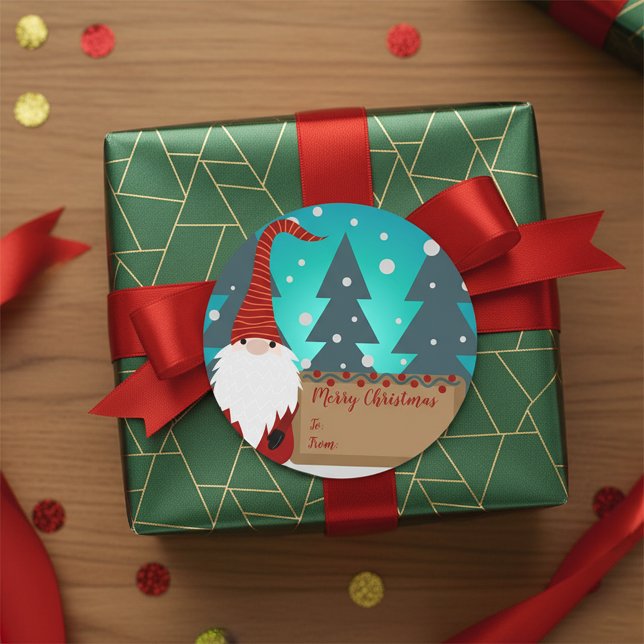Adesivo Redondo Charming Gnomo Snowy Winter Wonderland Natal (Criador carregado)