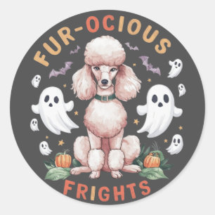Adesivo Redondo Charming Poodle Fright: Divertimento com pele em u