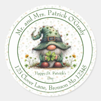 Adesivo Redondo Charming Spring Gnome Return Address Label